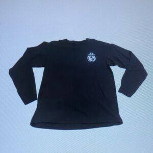 Black Long Sleeve Crewneck Top with Chest Crest